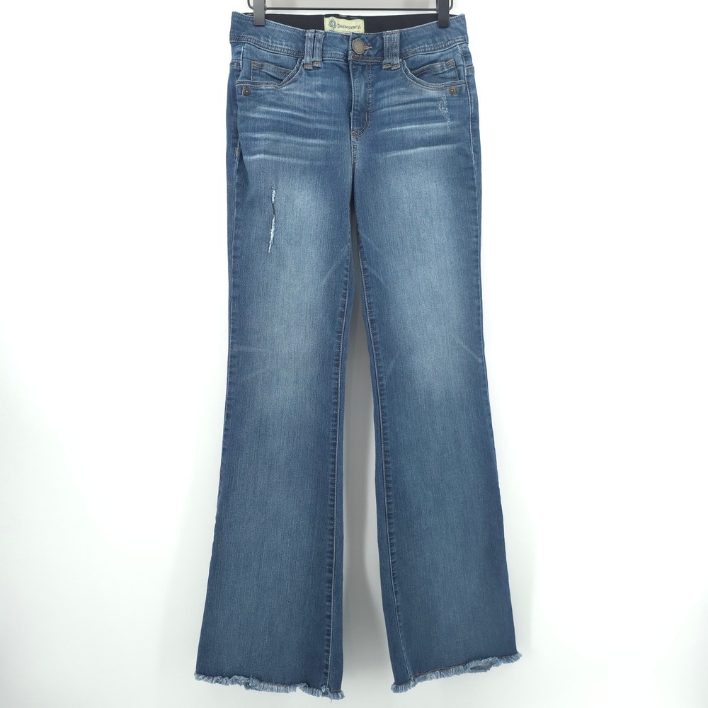 Democracy Ab Technology Women Flare Jeans 4 Blue Distressed Raw Hem B2481O4OOXX